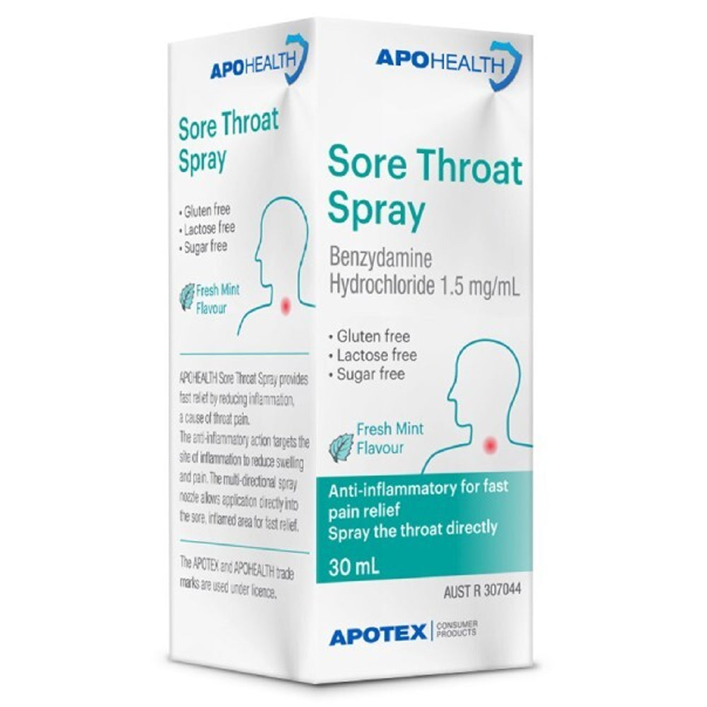 Apohealth Sore Throat Spray Anti Inflammatory Pain Relief Fresh Mint 1