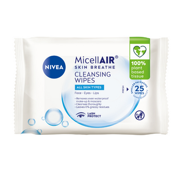 NIVEA MicellAIR® Biodegradable Cleansing Wipes 25 Pack