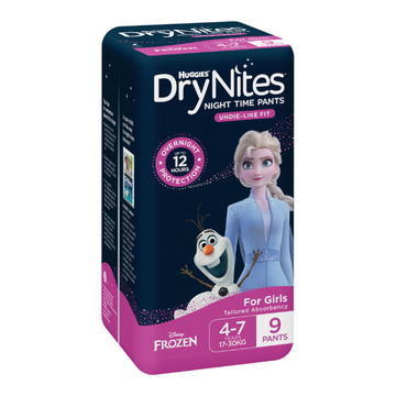 Huggies DryNights Nappies Girls 4-7 Years 9 Pack