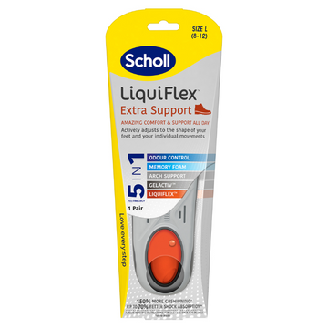 Scholl LiquiFlex Extra Support Insole Size L (8-12) 1 Pair