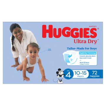 Huggies Jumbo UltraDry Nappies Toddler Boy 72 Pack