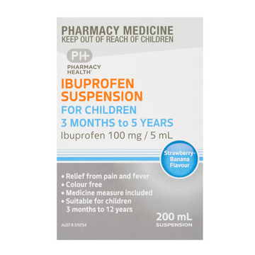 PHARMACY HEALTH Ibuprofen Suspension 3 Months - 5 Years 200mL