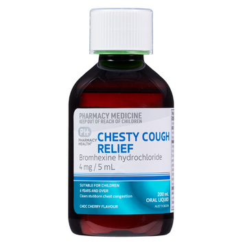 PHARMACY HEALTH Chesty Cough Relief Bromhexine Hydrochloride 4mg/5ml 200mL