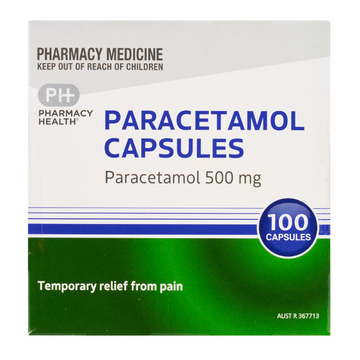 PHARMACY HEALTH Paracetamol 500mg 100 Capsules