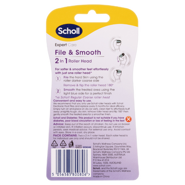 Scholl ExpertCare File and Smooth 2 in 1 Roller Head 2 Pack