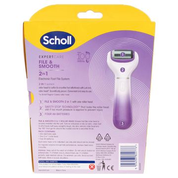 Scholl ExpertCare File & Smooth 2 in 1 Electronic Foot File System 1 Each