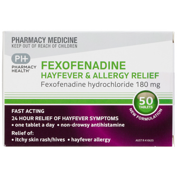 PHARMACY HEALTH Fexofenadine 180mg 50 Tablets