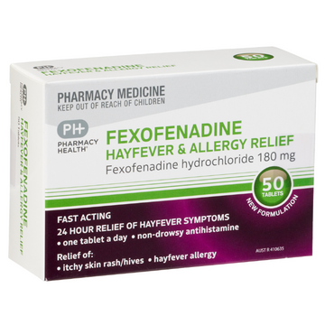 PHARMACY HEALTH Fexofenadine 180mg 50 Tablets