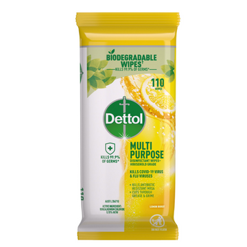 Dettol Multipurpose Disinfectant Cleaning Wipes Lemon 110 Pack