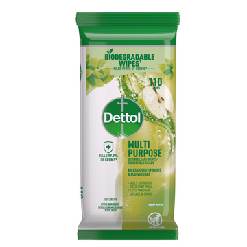 Dettol Multipurpose Disinfectant Wipes Crisp Apple 110 Pack