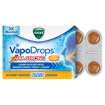 Vicks VapoDrops Xtra Strong Honey Menthol 36 Lozenges