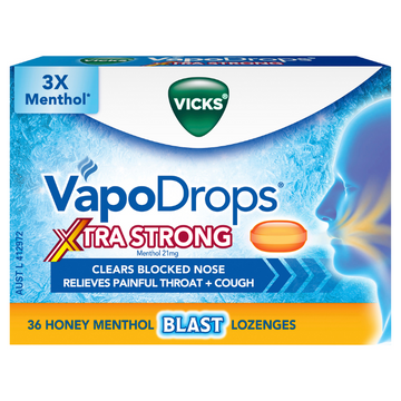 Vicks VapoDrops Xtra Strong Honey Menthol 36 Lozenges