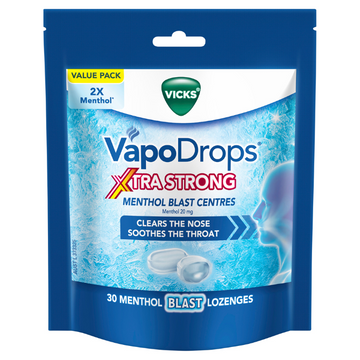 Vicks VapoDrops Xtra Strong Menthol Blast Centres 30 Lozenges