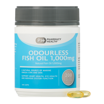 PHARMACY HEALTH Odourless Fish Oil 1000mg 200 Capsules