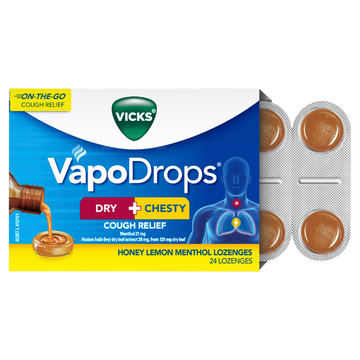 Vicks VapoDrops Dry + Chesty Cough Relief 24 Lozenges