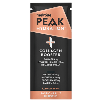 Melrose Health Peak Hydration + Collagen Booster Passionfruit Hibiscus 8g