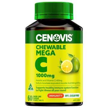 Cenovis Chewable Mega Vitamin C 1000mg Lemon Lime Flavour 60 Tablets