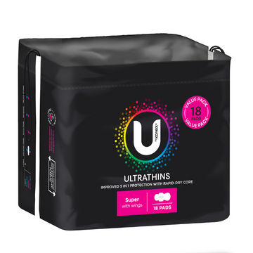 U By Kotex Ultrathins Super With Wings 18 Pack