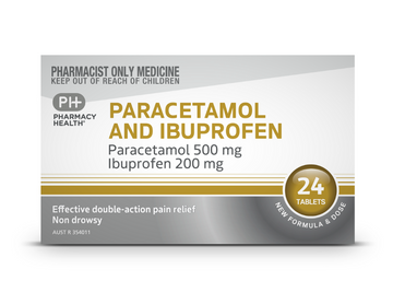 PHARMACY HEALTH Paracetamol 500mg & Ibuprofen 200mg 24 Tablets