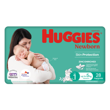 Huggies Newborn for Boys & Girls Size 1 (up to 5kg) 28 Pack