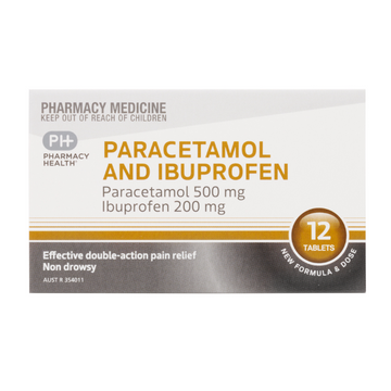 PHARMACY HEALTH Paracetamol 500mg & Ibuprofen 200mg 12 Tablets