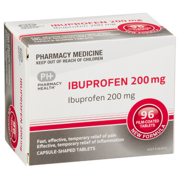 PHARMACY HEALTH Ibuprofen 200mg 96 Tablets