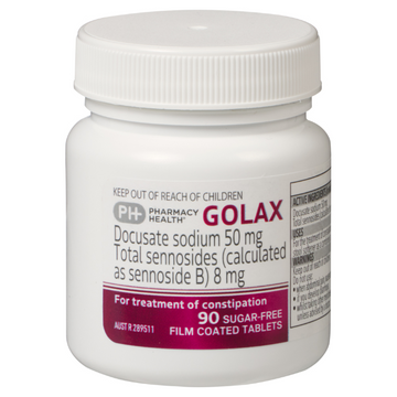 PHARMACY HEALTH Golax Senna with Docusate Laxative 90 Tablets