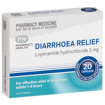 PHARMACY HEALTH Diarrhoea Relief 2mg 20 Capsules