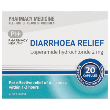 PHARMACY HEALTH Diarrhoea Relief 2mg 20 Capsules