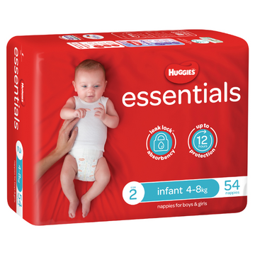 Huggies Essentials Nappies Size 2 (4-8kg) 54 Pack