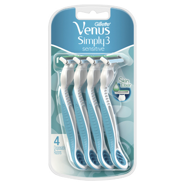 Gillette Venus Simply3 Sensitive Disposable Razors 4 Pack