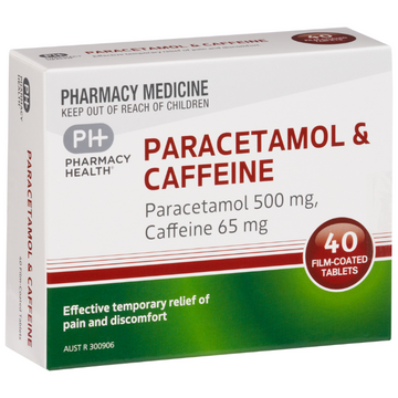 PHARMACY HEALTH Paracetamol 500mg & Caffeine 65mg 40 Tablets