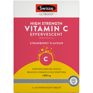 Swisse Ultiboost High Strength Vitamin C Effervescent Strawberry Flavour 60 Tablets