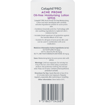 Cetaphil Pro Acne Prone Oil Free Moisturising Lotion SPF 25 118mL