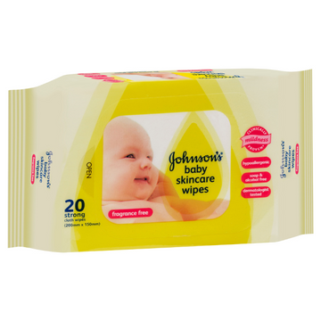 Johnson's Baby Wipes Skincare Fragrance Free 20 Wipes