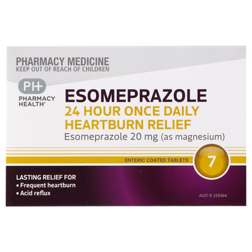 PHARMACY HEALTH Esomeprazole 24 Hour Once Daily Heartburn Relief 20mg 7 Tablets