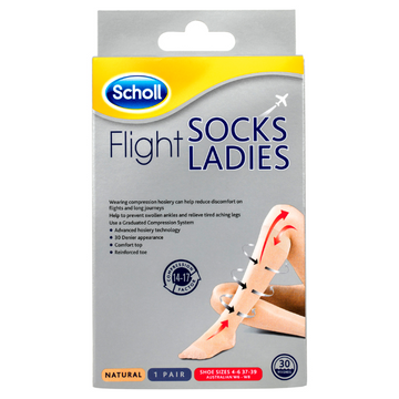 Scholl Flight Socks Ladies Natural Size 6-8 1 Pair