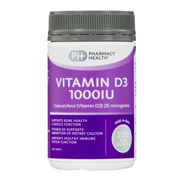 PHARMACY HEALTH Vitamin D3 1000IU 250 Capsules