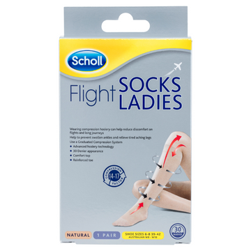 Scholl Flight Socks Ladies Natural Size 8-10 1 Pair