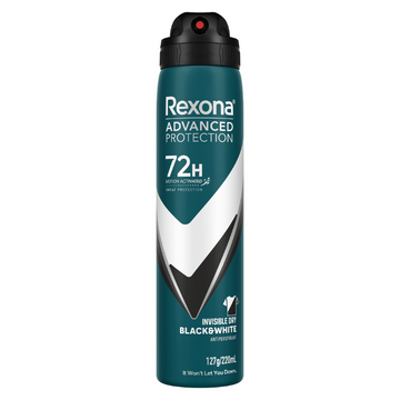 Rexona Advanced Protection 72H Invisible Dry Black & White Antiperspirant 220mL