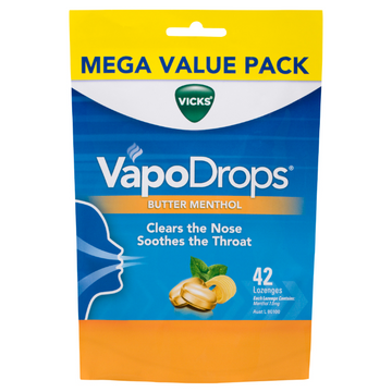 Vicks VapoDrops Butter Menthol 42 Lozenges