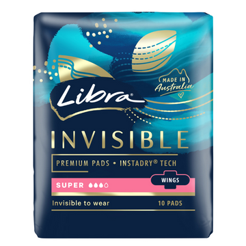 Libra Invisible Super Pads with Wings 10 Pack