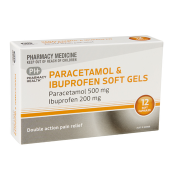 PHARMACY HEALTH Paracetamol & Iburofen Soft Gel 12 Capsules