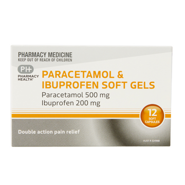 PHARMACY HEALTH Paracetamol & Iburofen Soft Gel 12 Capsules