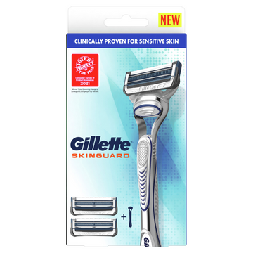 Gillette SkinGuard Razor Handle + 2 Cartridges 1 Pack