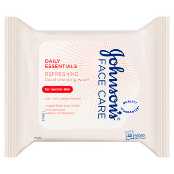 Johnson's Face Care Daily Essentials Refreshing Facial Cleansing Wipes For Normal Skin 25 Wipes