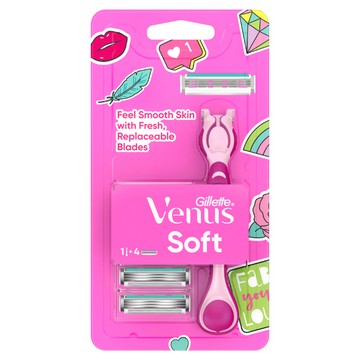 Gillette Simply Venus Shaving Razor Handle & 4 Blade Refill 1 Pack