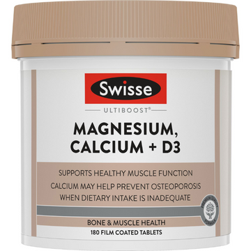 Swisse Ultiboost Magnesium, Calcium + Vitamin D3 180 Pack