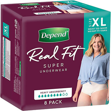 Depend Wmn Underwear Super Lge 8Pk