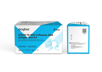 Diagfest Covid-19/RSV/Influenza A&B Antigen Test Kit 1/5/20/25 (4 in 1)